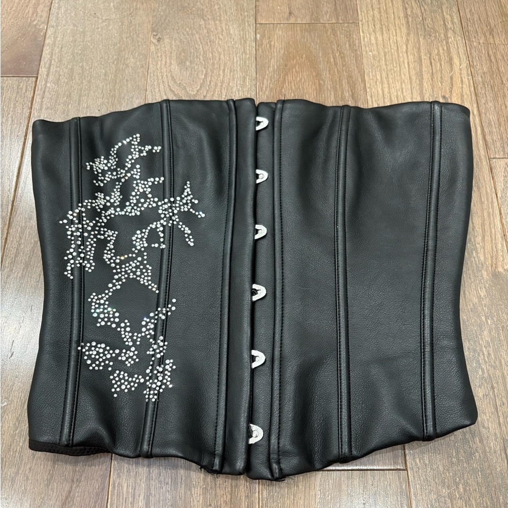 White fox leather beaded corset top!